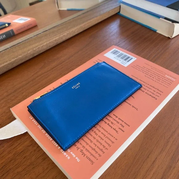 Celine Blue Leather Zip Wallet - Picture 4 of 12